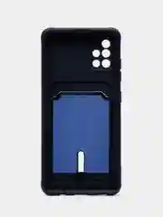 Темно-синий чехол для Samsung Galaxy A51, Самсунг Галакси А51 силиконовый, с карманом для карты