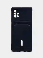 Темно-синий чехол для Samsung Galaxy A51, Самсунг Галакси А51 силиконовый, с карманом для карты