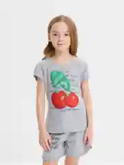Серый комплект для девочек, спортивный, хлопок: футболка и шорты, 4-8 лет