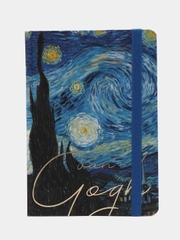 Блокнот с резинкой BRAUBERG Van Gogh, в клетку, твердая обложка, 96 л, А5, 145 х 203