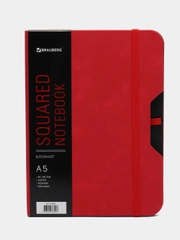 Блокнот BRAUBERG NOTE, А5, красный, под кожу, софт-тач, с резинкой, 162х218 мм, 80 листов