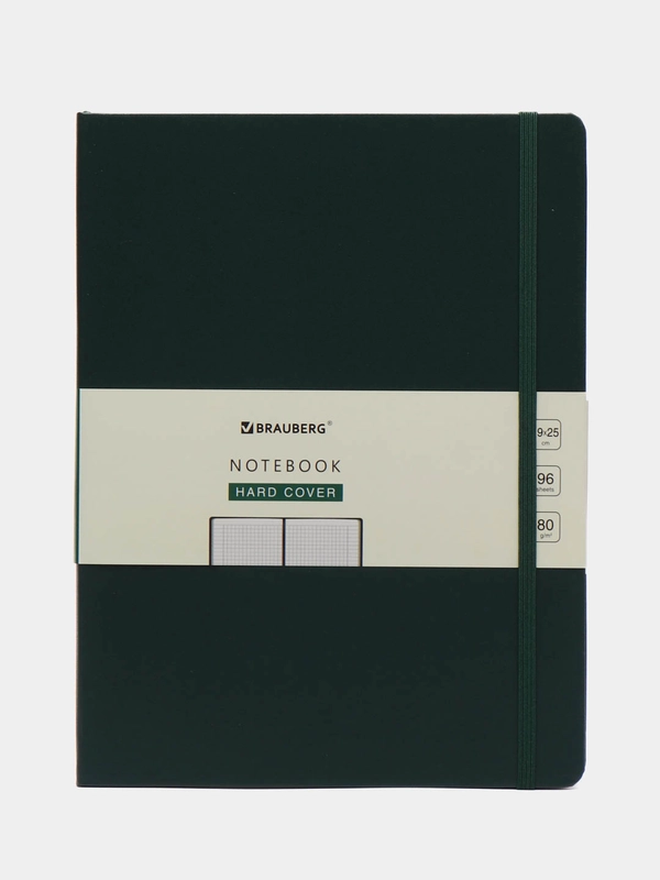 Блокнот BRAUBERG ULTRA, балакрон, 96 л, клетка ,темно-зеленый, 180 х 250 мм, В5, 80 г/м2