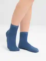 Синий меланж носки унисекс, однотонные, высокие