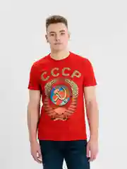 Бежевый футболка с принтом "Рожденный в СССР"