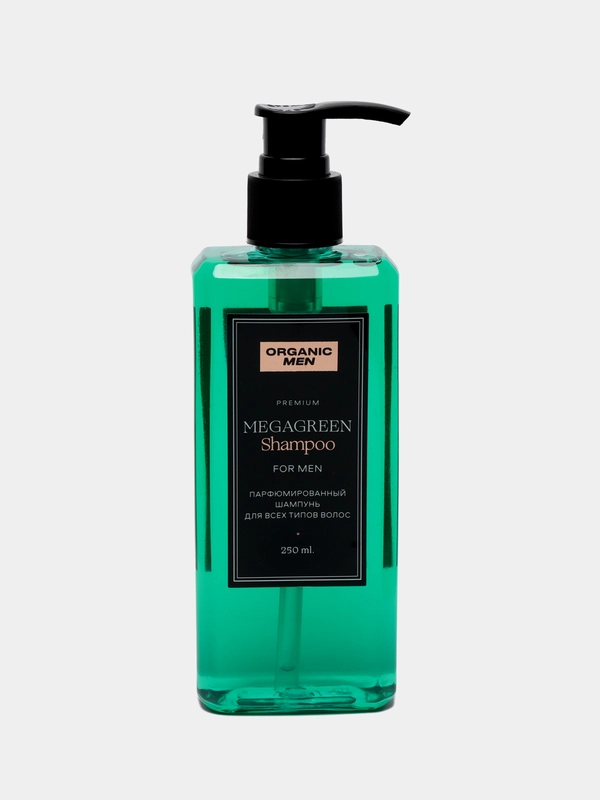 Шампунь ORGANIC MEN Megagreen, парфюмированный, для всех типов волос, 250 мл