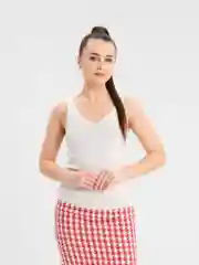 Белый топ женский, майка лапша в рубчик