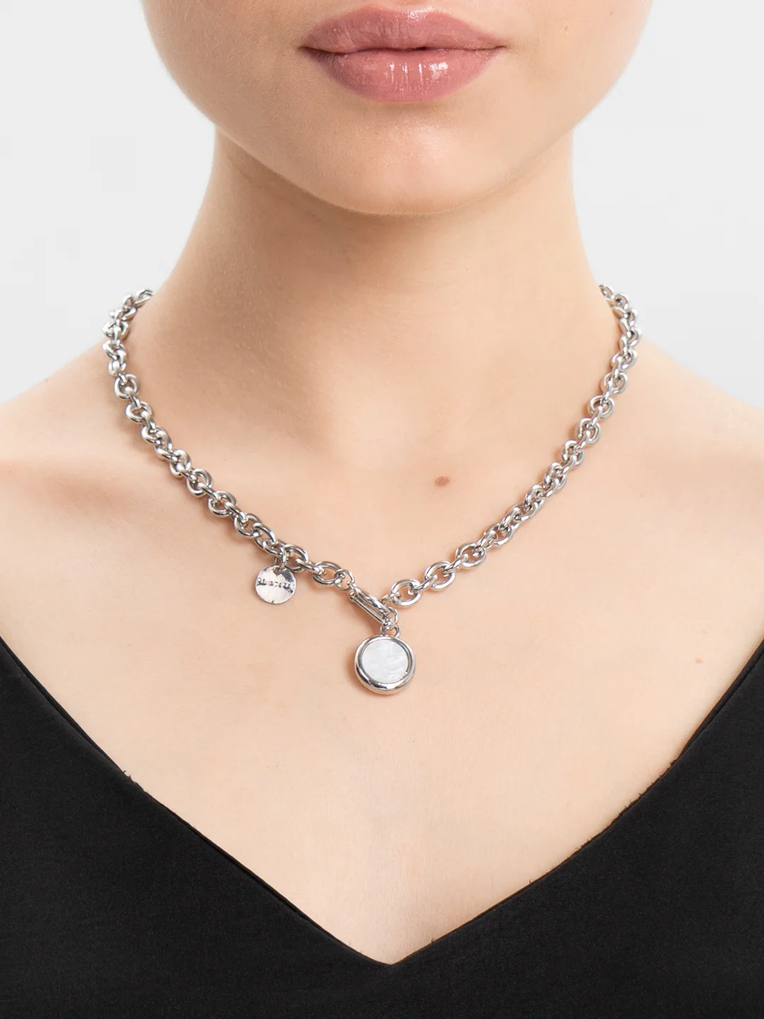 Серый колье, ожерелье, многослойные цепи на шею, крупные цепи