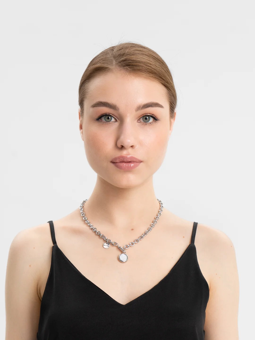 Серый колье, ожерелье, многослойные цепи на шею, крупные цепи