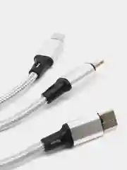 Белый кабель зарядный три разъема Micro USB, Type-C, Apple, длина 1,2м