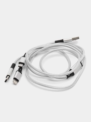 Кабель зарядный три разъема Micro USB, Type-C, Apple, длина 1,2м
