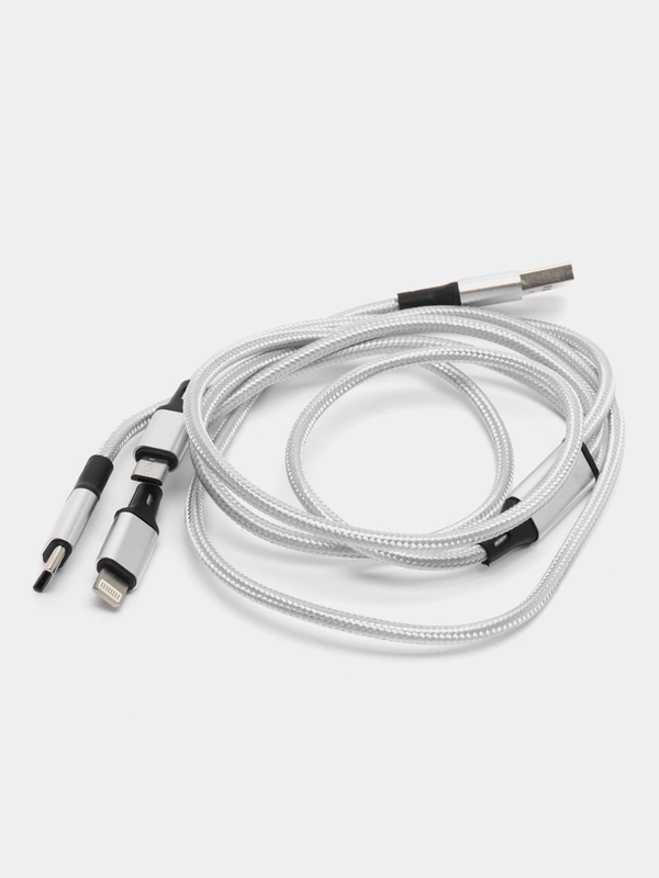 Кабель зарядный три разъема Micro USB, Type-C, Apple, длина 1,2м