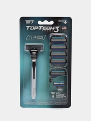 Подарочный набор: бритва TopTech Razor3+9 кассет. Совместимы с GILLEТТE Mach3, Mach3 Turbo