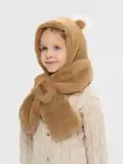 Коричневый шапка "Мишка", с ушками, плюшевая