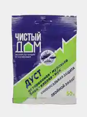 Дуст Чистый дом от тараканов, муравьев, блох, клопов, мух (инсектицид от насекомых) 50 гр