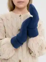Синий варежки детские, зимние, с флисом, вязаные