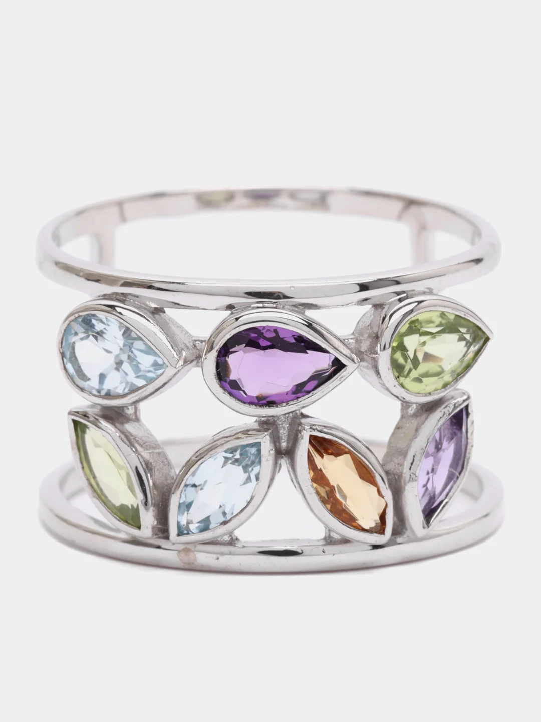 Кольцо Main Dizzain, из серебра, с миксом камней
