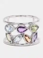 Кольцо Main Dizzain, из серебра, с миксом камней