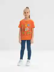 Оранжевый футболка для девочек с принтом, 4-8 лет, хлопок