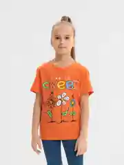 Оранжевый футболка для девочек с принтом, 4-8 лет, хлопок