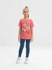 Коралловый футболка для девочек с принтом, 4-8 лет, хлопок