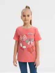 Коралловый футболка для девочек с принтом, 4-8 лет, хлопок