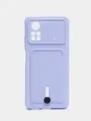 Лавандовый чехол Xiaomi Poco X4 Pro (Сяоми Поко Х4 Про), силиконовый, с карманом для карты