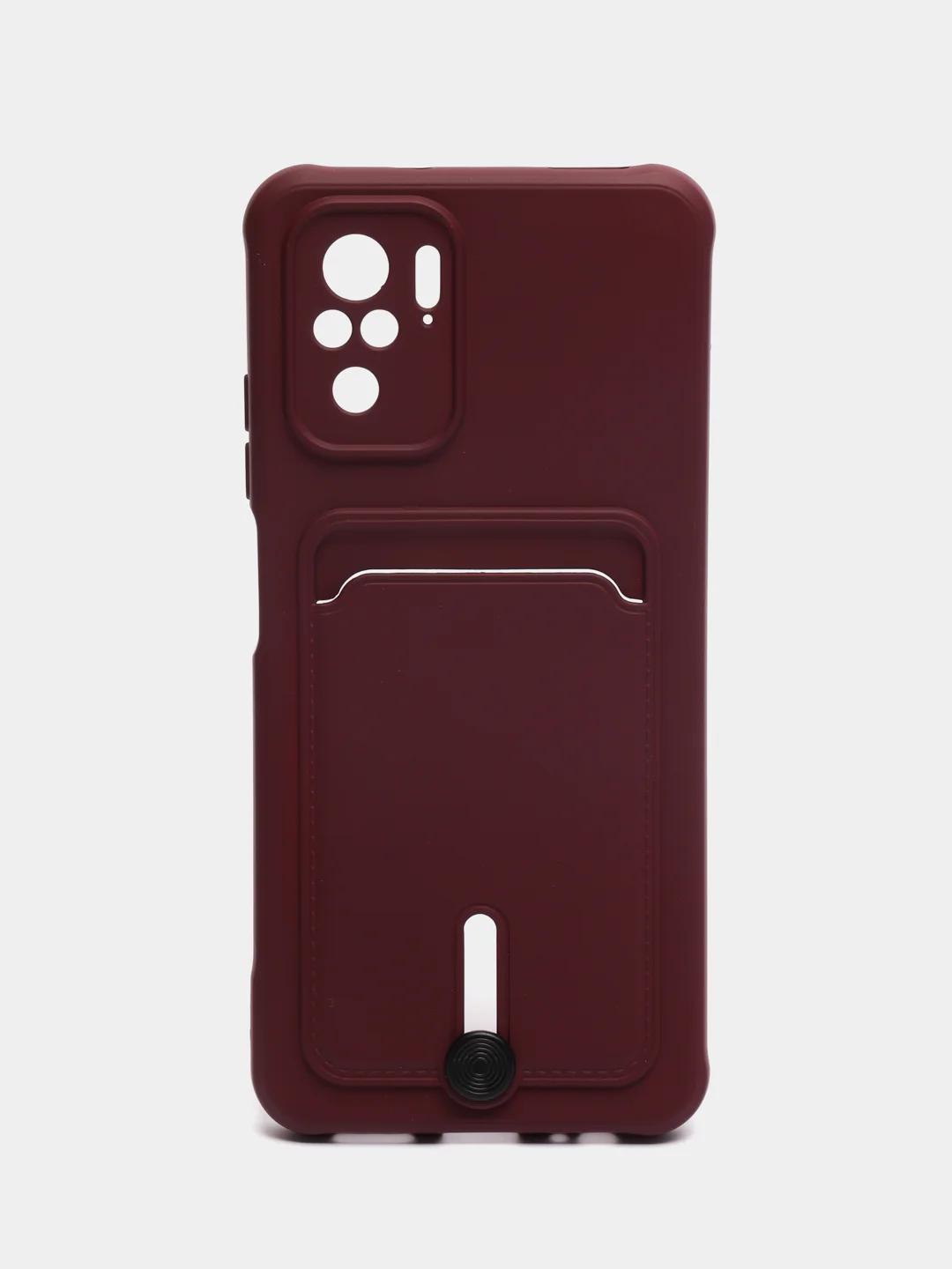 Бордовый чехол Xiaomi Redmi Note 10, 10S, Poco M5s (Сяоми Редми Нот 10, 10С), с карманом для карты