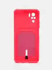 Тёмно-розовый чехол Xiaomi Redmi Note 10, 10S, Poco M5s (Сяоми Редми Нот 10, 10С), с карманом для карты