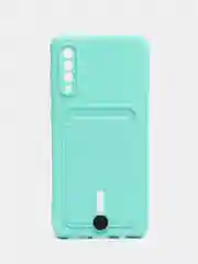 Бирюзовый чехол Samsung Galaxy, Самсунг Галакси A50 / A50s / A30s, силиконовый, с карманом для карты