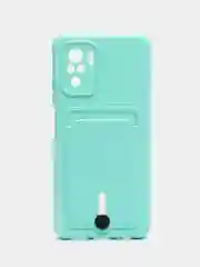 Бирюзовый чехол Xiaomi Redmi Note 10, 10S, Poco M5s (Сяоми Редми Нот 10, 10С), с карманом для карты