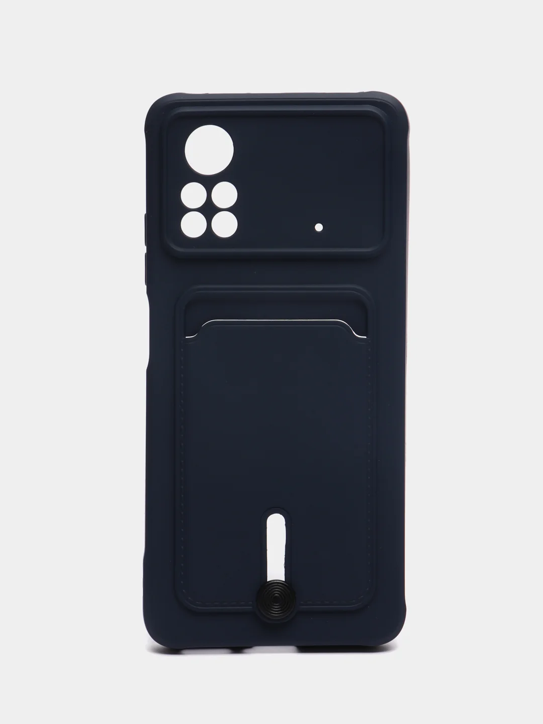 Темно-синий чехол Xiaomi Poco X4 Pro (Сяоми Поко Х4 Про), силиконовый, с карманом для карты