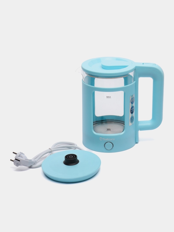 Чайник электрический Sakura SA-2737BL, стеклянный, с точечной подсветкой, 1.5 л