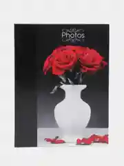 Багровый фотоальбом 100 фото, 10х15, "Цветы", твёрдая обложка