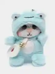 Голубой брелок для рюкзака/сумки/ключей Кот в кигуруми мягкий
