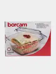Форма для запекания 1,17л Borcam, стеклянная жаропрочная, квадратная, рифленая, 1,17л