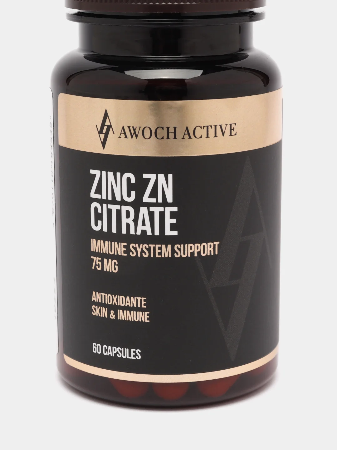 БАД к пище AWOCH ACTIVE ZINC CITRATE, цинк цитрат, 75 мг, 60 капсул, 27 г