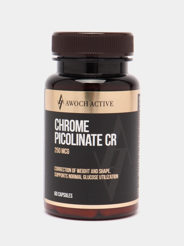 БАД к пище AWOCH ACTIVE Chrome Picolinate CR, хром пиколинат, 250 мкг, 60 капсул, 27 г