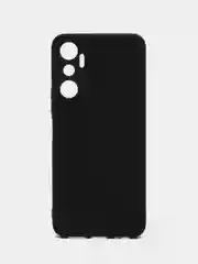 Черный чехол для Infinix Hot 20 матовый BROSCORP силиконовый тонкий с защитой камер
