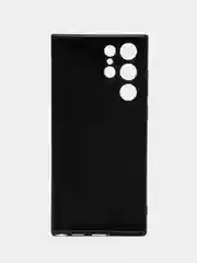Черный чехол BROSCORP для Samsung Galaxy S22 Ultra матовый силиконовый тонкий бортик вокруг камер
