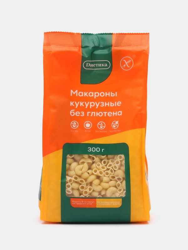 Макароны фигурные, из кукурузной муки, рожок средний, 300 г