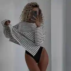 Белый кофта женская оверсайз , лонгслив в полоску
