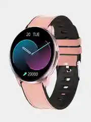 Розовый смарт часы  Smart Watch Y 90, круглые, металлический ремешок