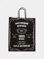 Пакет, крафт "Настоящий мужчина", 32 х 19,5 х 37см