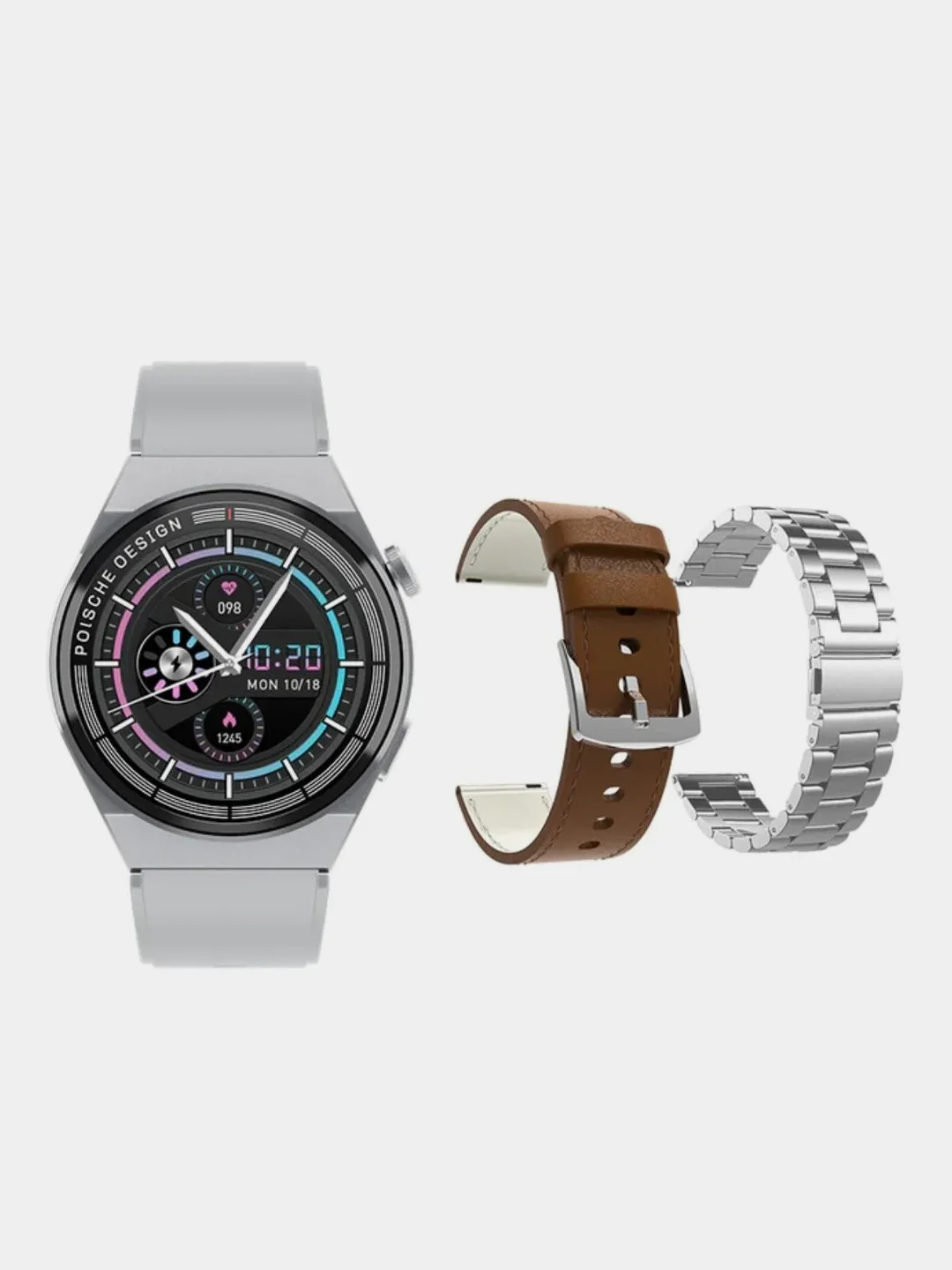 Серебряный часы Smart Watch GT3 MAX PORSCHE