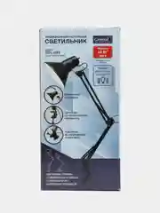 Черный настольный светильник на струбцине, под лампу Е27, классический