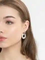 Серебряный серьги-бублики "Конго" с натуральным жемчугом, ручная работа