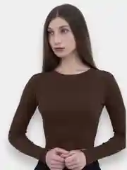 Шоколадный лонгслив женский, с длинным рукавом