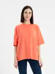 Коралловый футболка женская, оверсайз