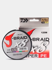 Плетеный шнур для рыбалки Daiwa J-Braid X 8, 125 м (полиэтиленовое волокно)