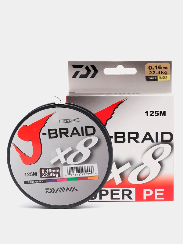 Плетеный шнур для рыбалки Daiwa J-Braid X 8, 125 м (полиэтиленовое волокно)